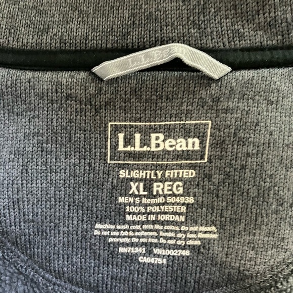 Men's L.L.Bean Sweater Fleece Full-Zip Jacket XL Gray - Picture 5 of 6